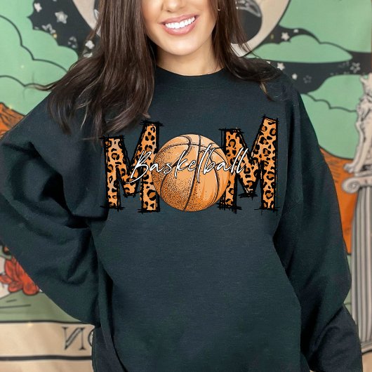 Leopard Print Basketball Mom、アスリート番号、名前S スウェットシャツ