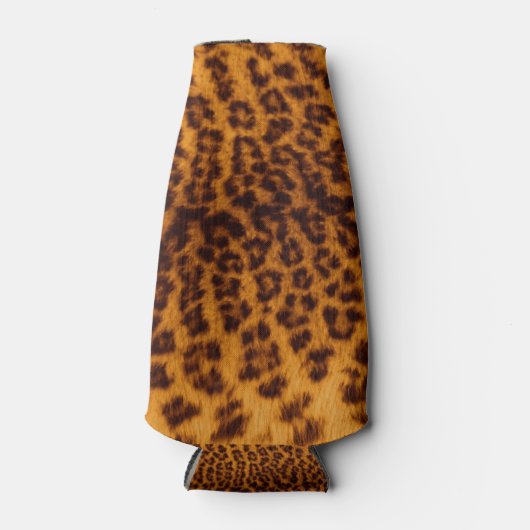 Leopard print black spotted skin textureテンプレート ボトルクーラー (正面)