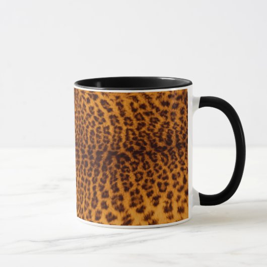Leopard print black spotted skin textureテンプレート マグカップ (右)
