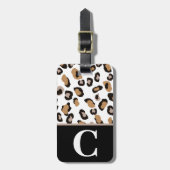 Leopard Print、Black、White、Tanカラーブロックイニシャル ラゲッジタグ (正面縦)