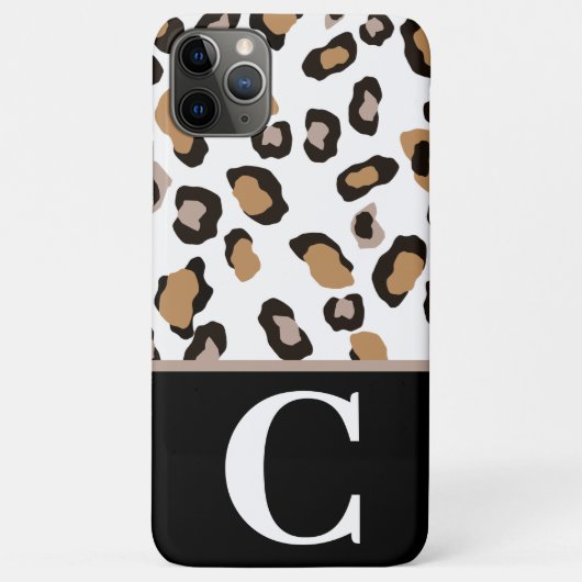 Leopard Print、Black、White、Tanカラーブロックイニシャル Case-Mate iPhoneケース (裏面)
