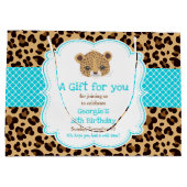 Leopard Print Blueクローバーありがとう ラージペーパーバッグ (裏面)