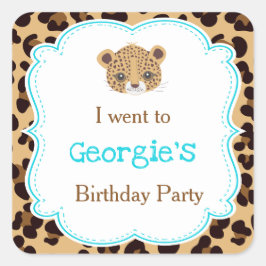 Leopard Print Blueクローバー'I went to' スクエアシール