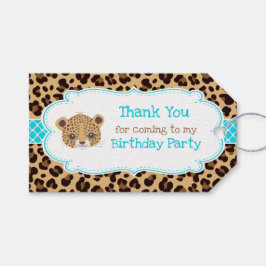 Leopard Print Blueクローバー'Thank You'ラベル ギフトタグ