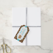 Leopard Print Blueクローバー'Thank You'ラベル ギフトタグ (より糸付き)