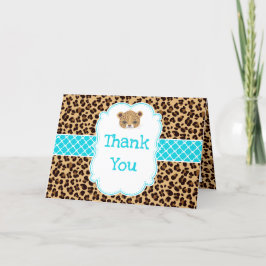 Leopard Print Blueクローバー'Thank You' サンキューカード