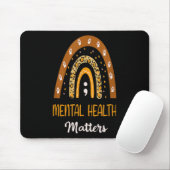 Leopard Print Boho Rainbow For Mental Health Aware マウスパッド (マウス)