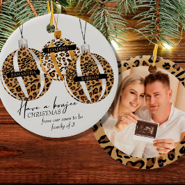 Leopard Print Boujee Christmas Pregnancy Photo セラミックオーナメント