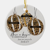 Leopard Print Boujee Christmas Pregnancy Photo セラミックオーナメント (正面)