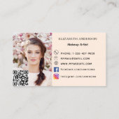 Leopard print bow peach qrコードSNS写真 名刺 (裏面)