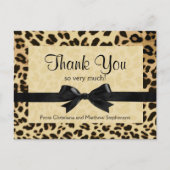 Leopard Print Bow Thank You Note ポストカード (正面)