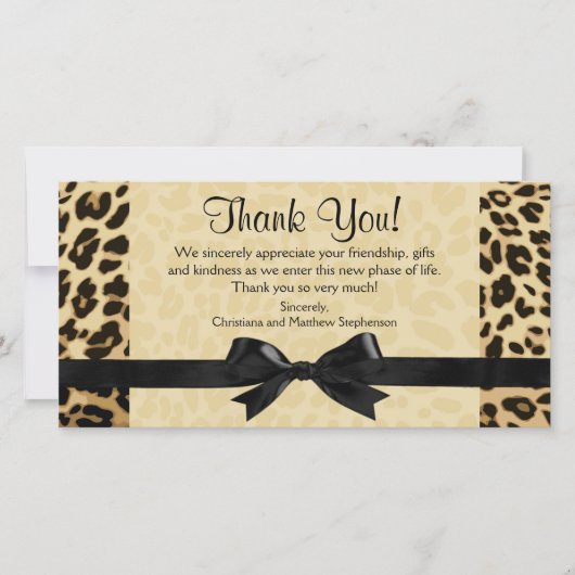 Leopard Print Bow Thank You Note Cards サンキューカード (正面)