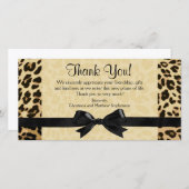 Leopard Print Bow Thank You Note Cards サンキューカード (正面/裏面)