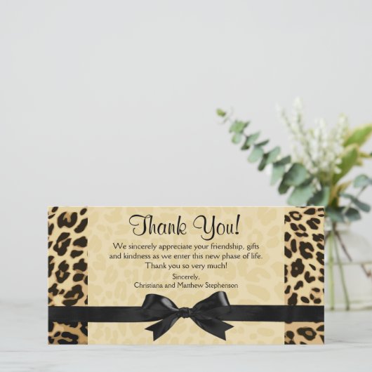 Leopard Print Bow Thank You Note Cards サンキューカード (スタンド正面)
