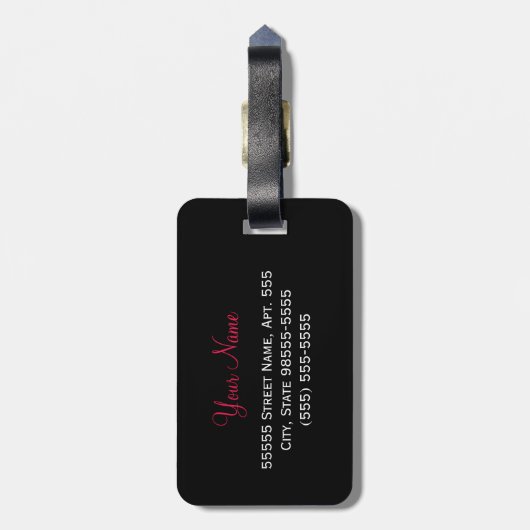 Leopard Print Bright Red Ribbon With Name(Leopard印 ラゲッジタグ (裏面縦)