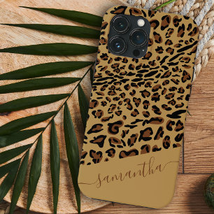 Leopard Print Brown Blackスクエレガントリプト名 iPhone 13 Pro Maxケース