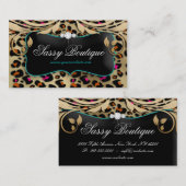 Leopard Print Business Card Bege SwarlsジュエリーB 名刺 (正面/裏面)