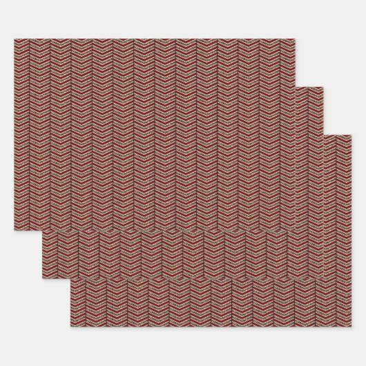 Leopard Print Chevron Rapping紙セット ラッピングペーパーシート (セット)