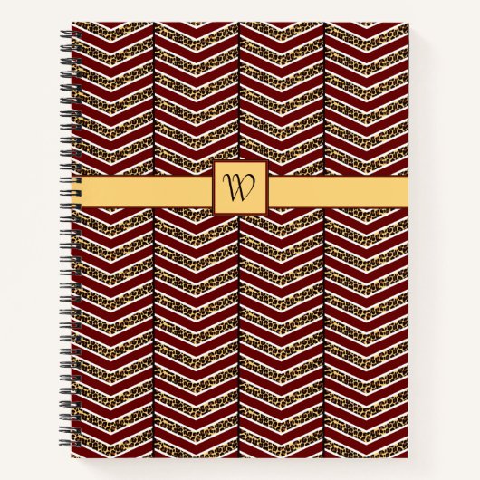 Leopard Print Chevron Spiralノートブック ノートブック (正面)
