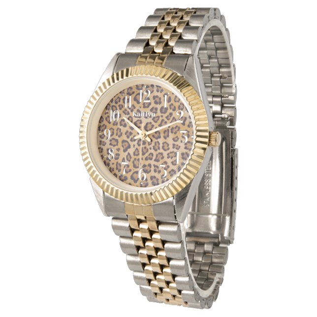 Leopard Print Chic名前を追加Wrist Watch 腕時計 (アングル)