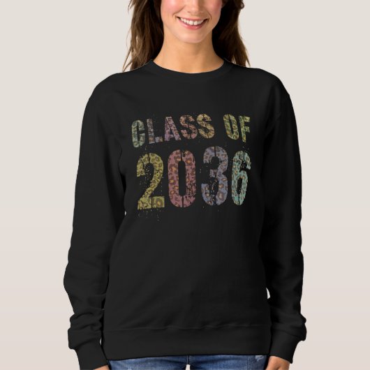 Leopard Print Class Of 2036 Future Graduation Good スウェットシャツ (正面)