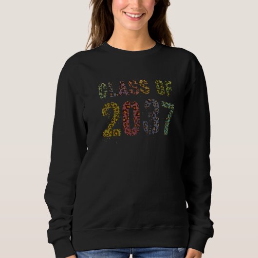 Leopard Print Class Of 2037 Future Graduation Good スウェットシャツ (正面)