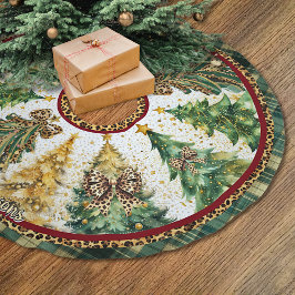 leopard print coquette bows christmas trees custom ブラッシュドポリエステルツリースカート