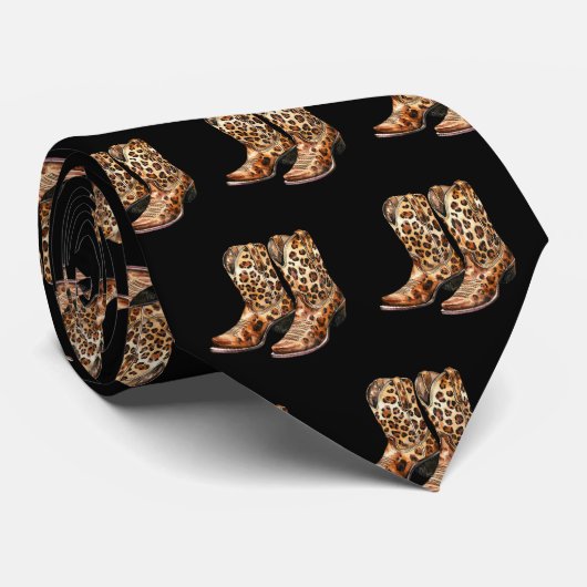 Leopard Print Cowboy Boots Neck Tie ネクタイ (ロール)