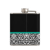 Leopard Print Emerald Green Ribbon Bow Chic Name（L フラスク (裏面)