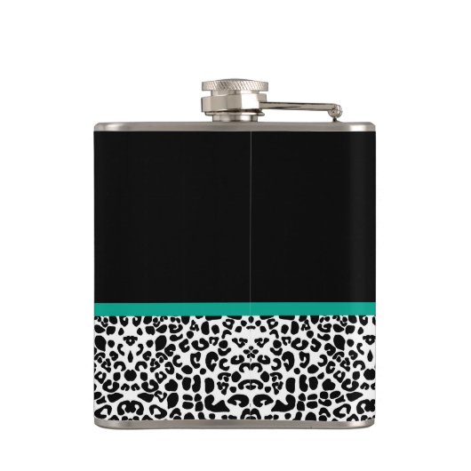 Leopard Print Emerald Green Ribbon Bow Chic Name（L フラスク (裏面)