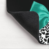Leopard Print Emerald Green Ribbon Bow Chic Name（L マウスパッド (コーナー)