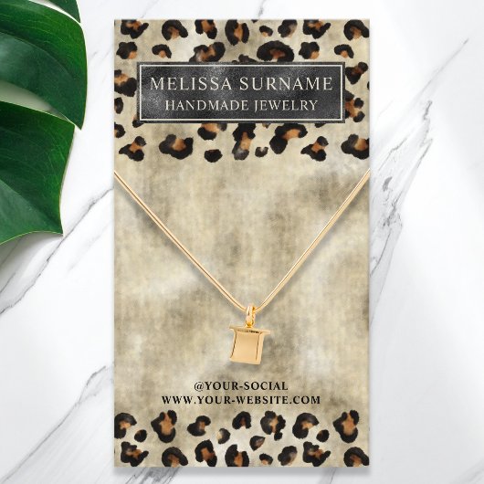 Leopard Print Faux Foil Necklace Display Card 名刺