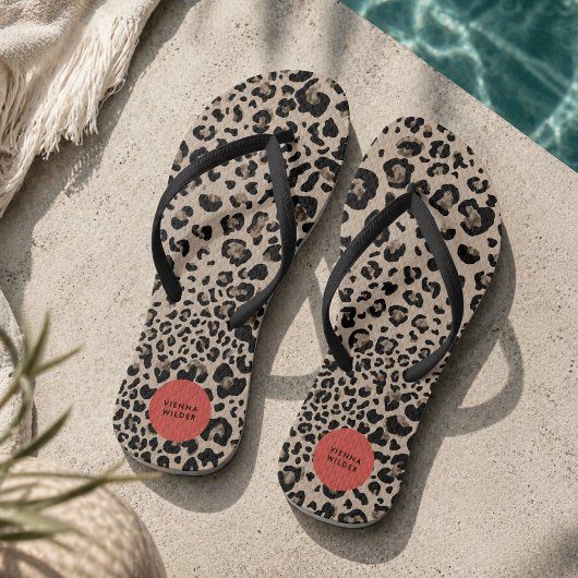 Leopard Print Flip Flops | Stylish Beach Sandals ビーチサンダル