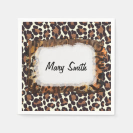 Leopard print for birthday Partyあなたの名前 スタンダードカクテルナプキン