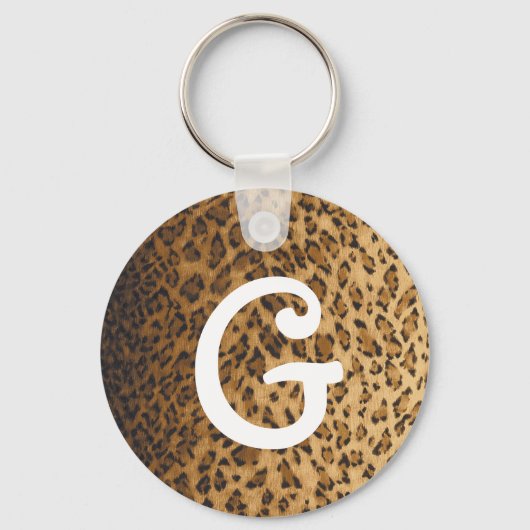 Leopard Print Gモノグラムイニシャル キーホルダー (正面)