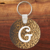 Leopard Print Gモノグラムイニシャル キーホルダー (正面)