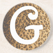 Leopard Print Gモノグラムイニシャル コースター (正面)
