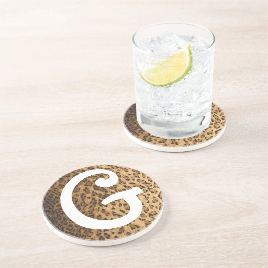 Leopard Print Gモノグラムイニシャル コースター (側面)