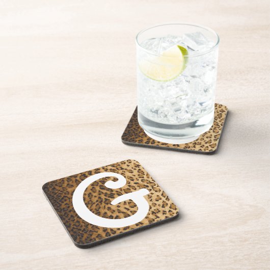 Leopard Print Gモノグラムイニシャル コースター (右側)