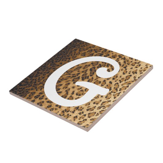 Leopard Print Gモノグラムイニシャル タイル (側面)
