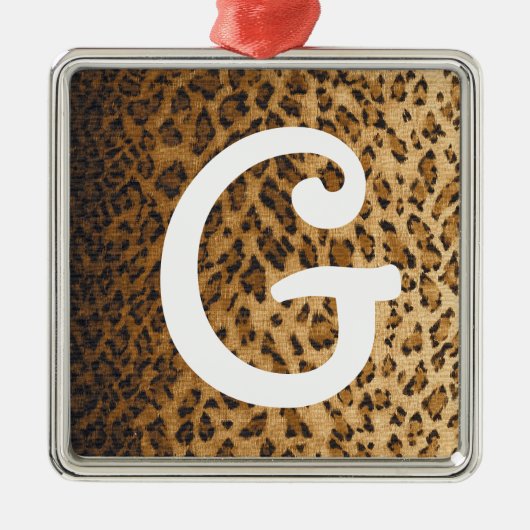 Leopard Print Gモノグラムイニシャル メタルオーナメント (正面)