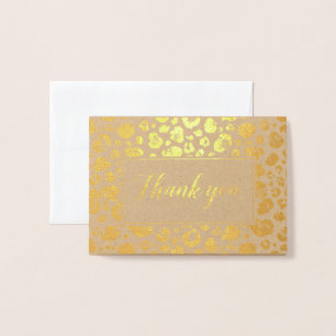 Leopard Print Gold Foil Thank You 箔カード