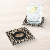 Leopard Print Gold Lips XOXO ガラスコースター (アングル)