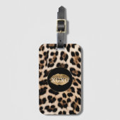 Leopard Print Gold Lips XOXO ラゲッジタグ (正面縦)