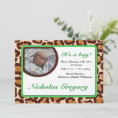 Leopard Print Green Birth Announcements 案内状 (スタンド正面)