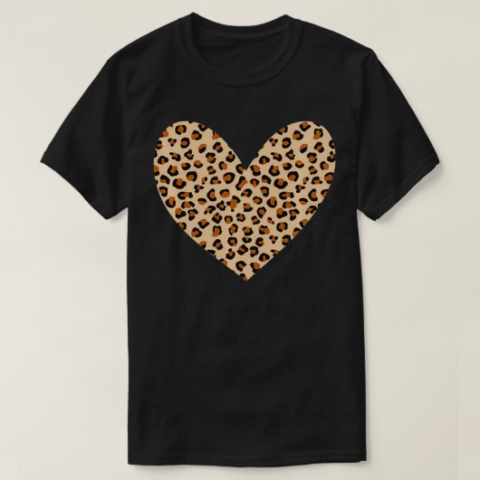 Leopard Print Heart  Cheetah Pattern Valentine's D Tシャツ (デザイン正面)
