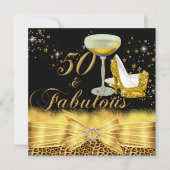Leopard Print & Heel金ゴールド50と素晴らしい誕生日 招待状 (正面)