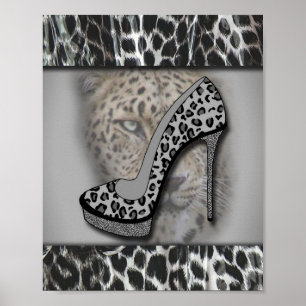 Leopard Print High Heel With Leopard ポスター