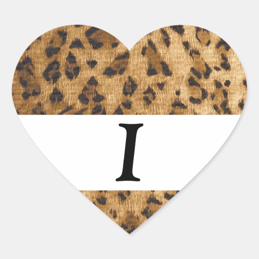 Leopard Print Iモノグラムイニシャル商品 ハートシール (正面)