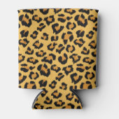 Leopard Print in Natural Brown、金ゴールド、およびブラック 缶クーラー (正面)